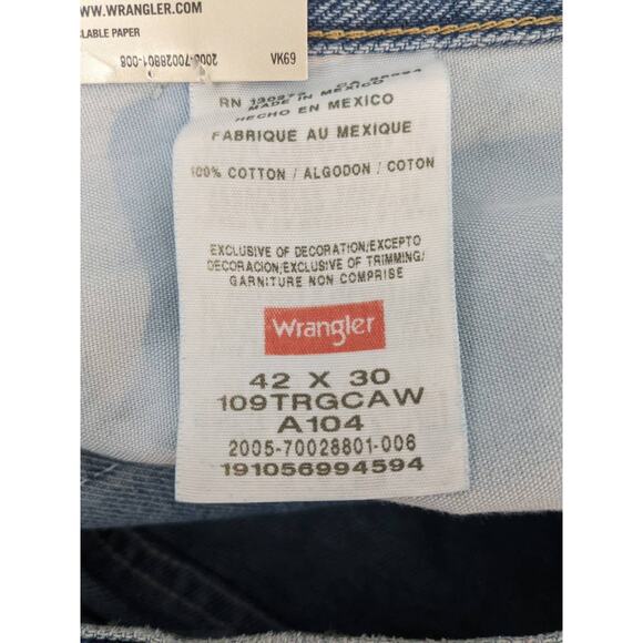 Wrangler Jeans 42x30 Blue Mens Regular Fit Straight Legs Comfort Denim Mid Rise - Picture 6 of 11